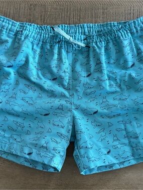 Women’s Athletic Shorts - Aqua Shark Print